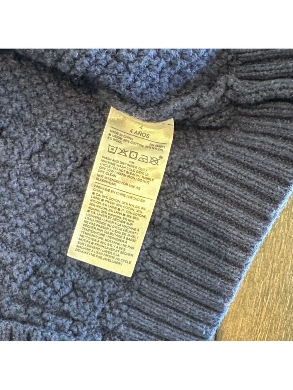Janie and Jack Navy Cable Knit Shawl Collar Cardigan - Picture 3 of 4